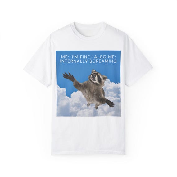 Unisex Garment-Dyed T-shirt oversized sleepy tee raccoon style