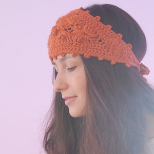 Pumpkin-colored knits, Chunky headband, orange wool headband, crochet ear warmer, autumn colors headband 画像 1