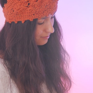 Pumpkin-colored knits, Chunky headband, orange wool headband, crochet ear warmer, autumn colors headband image 2