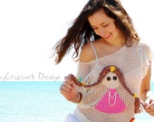 Exklusives T-shirt aus Baumwolle, Strand häkeln Top, hell original Shirt, Baumwolle Handarbeit häkeln Top, zarte Frauen Top, Oberteil Beige Sommer.