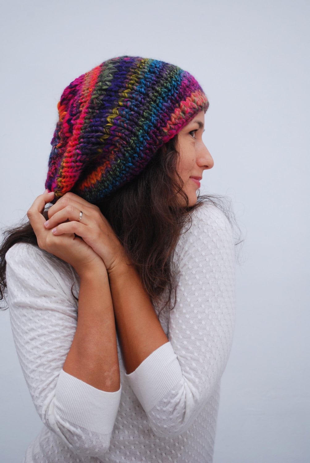 Colorful hand knit beanie Hand knit beanie hat. Autumn hat Etsy
