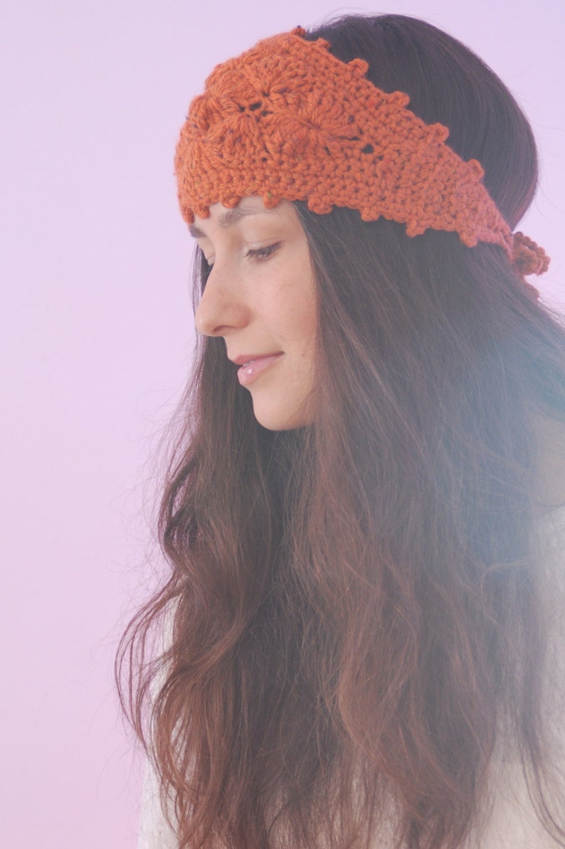 Pumpkin-colored knits, Chunky headband, orange wool headband, crochet ear warmer, autumn colors headband 画像 1