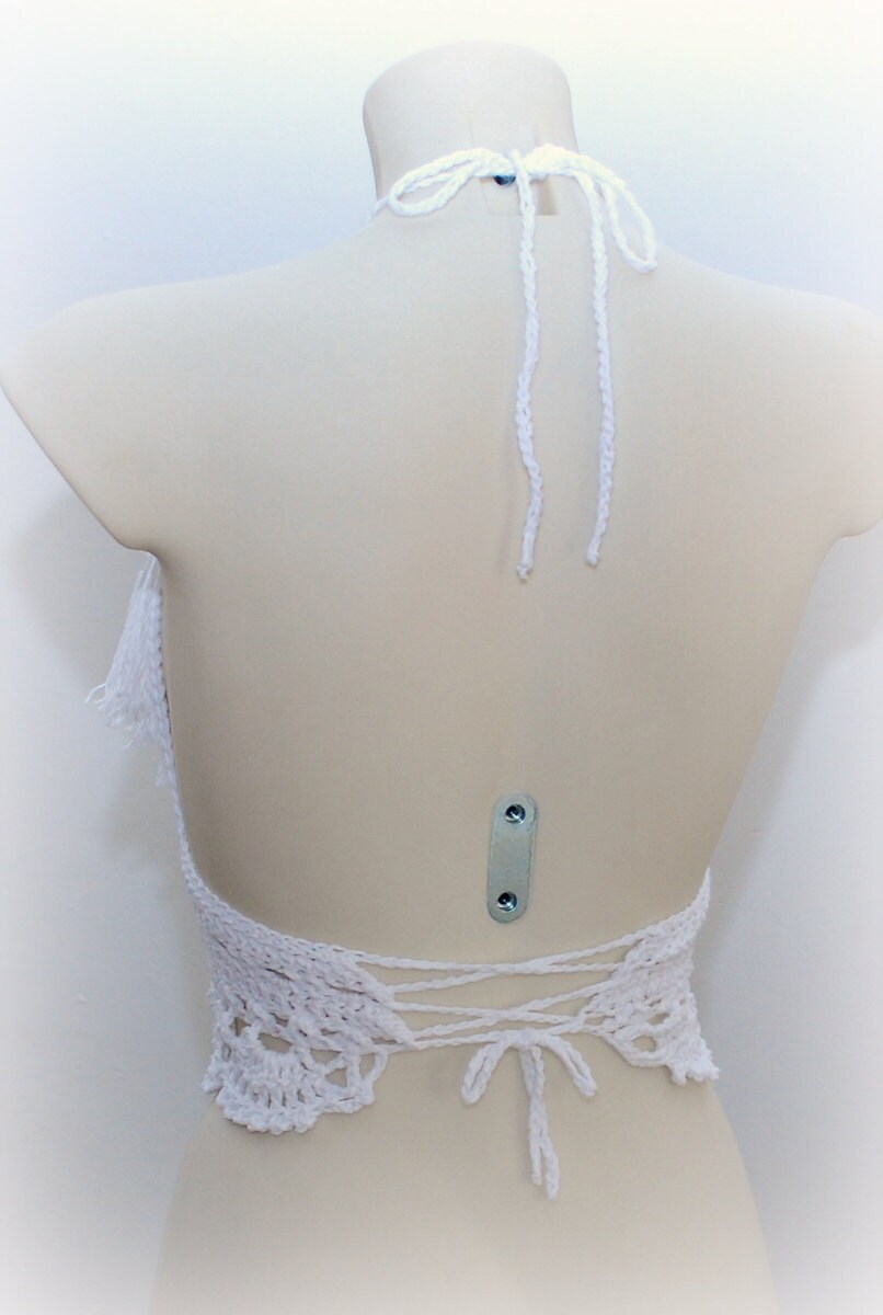 Cream Fringe Halter Top
