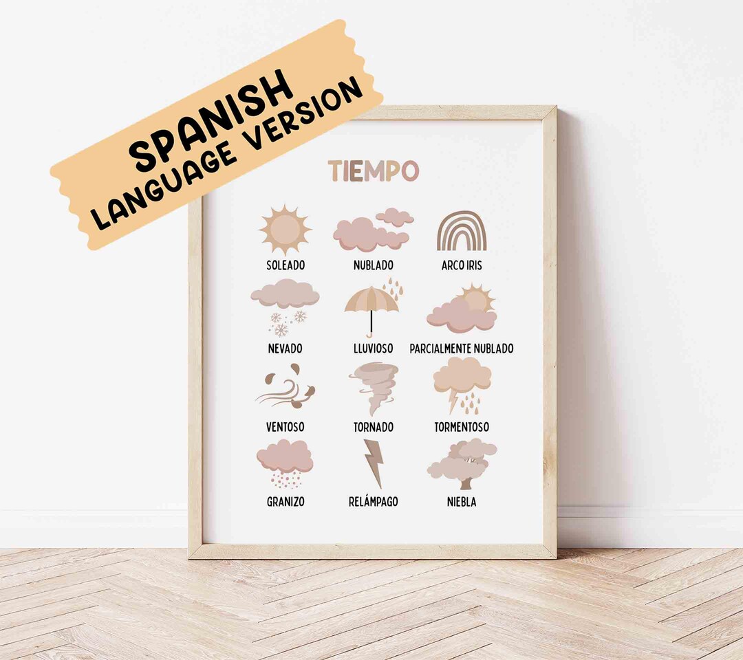 Tiempo Poster BOHO (digital Download) Weather Printable in Spanish ...