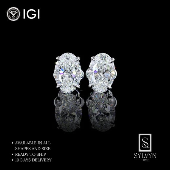 IGI Certified Lab Grown Diamond Stud Earrings – 14K Gold, VVS Clarity