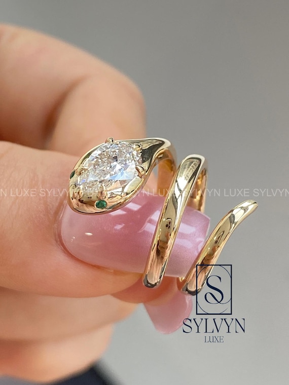 2CT Pear Cut Lab Grown Diamond Bypass Ring, Modern Wrap Engagement Ring in Gold, Minimalist Statement Ring IGI Certified