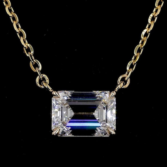 Emerald Cut Lab Grown Diamond IGI Certified Diamond Engagement Ring Solitaire Pendant , Solid Gold | Gift For Her | Valentine's Day Gift