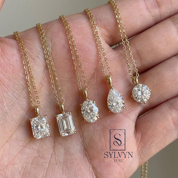 Lab Grown Diamond Pendant • Solitaire Diamond Pendant • 14K Gold Charm Necklace • Minimalist Jewelry Gift for Her • IGI Certified Diamond