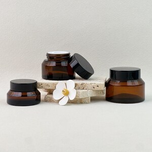 15g / 30g / 50g Bernsteinglas Kosmetikdose mit schwarzem Deckel, nachfüllbarer Gesichtscremebehälter, leeres Hautpflegeglas für Balsam Lotion Körperbuttersalve