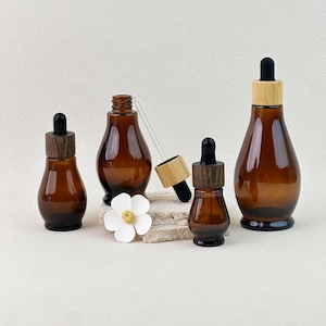 Amber Glass Dropper Bottle, Essential Oil Bottle, Empty Refillable Serum Bottle, Apothecary Dropper Bottle, Cosmetic Packaging