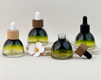 30ml Green Glass Dropper Bottle, Empty Essential Oil Bottle, Refillable Serum Pipette Bottle, Apothecary Aromatherapy Bottle