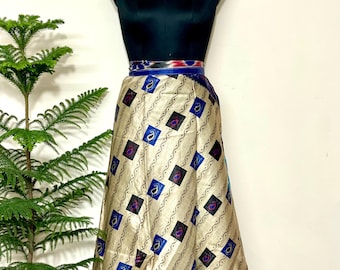 Handmade convertible sari wrap skirt, Floral print, Reversible boho 2 layered maxi skirt/dress
