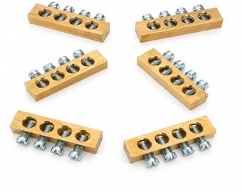 Barras terminales de latón, conectores eléctricos de alta conductividad, enlace de puesta a tierra, 4 orificios.