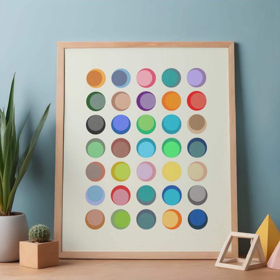 Mid Century Modern Circle Art Print | Geometric Wall Decor (digital ...