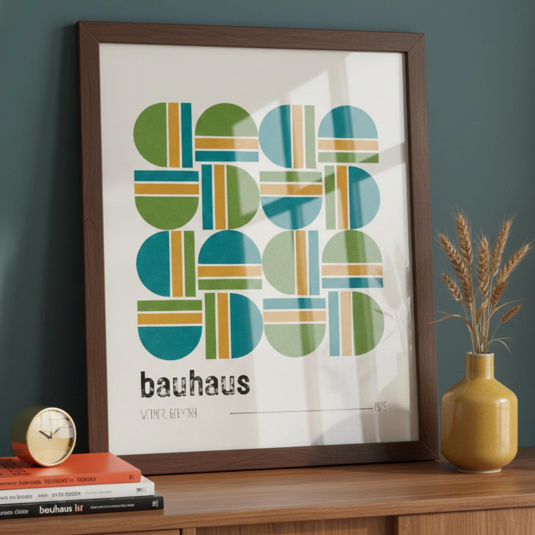 Bauhaus Print, Mid Century Modern Wall Art, Geometric Abstract Poster ...