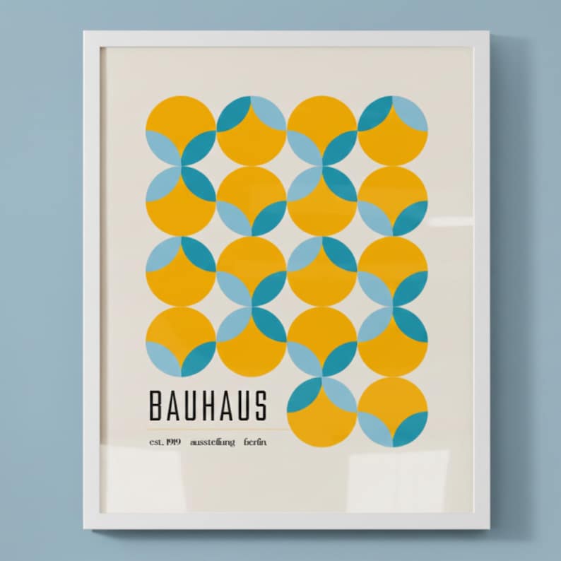 Mid Century Modern Wall Art, Bauhaus Geometric Print, Abstract Retro ...