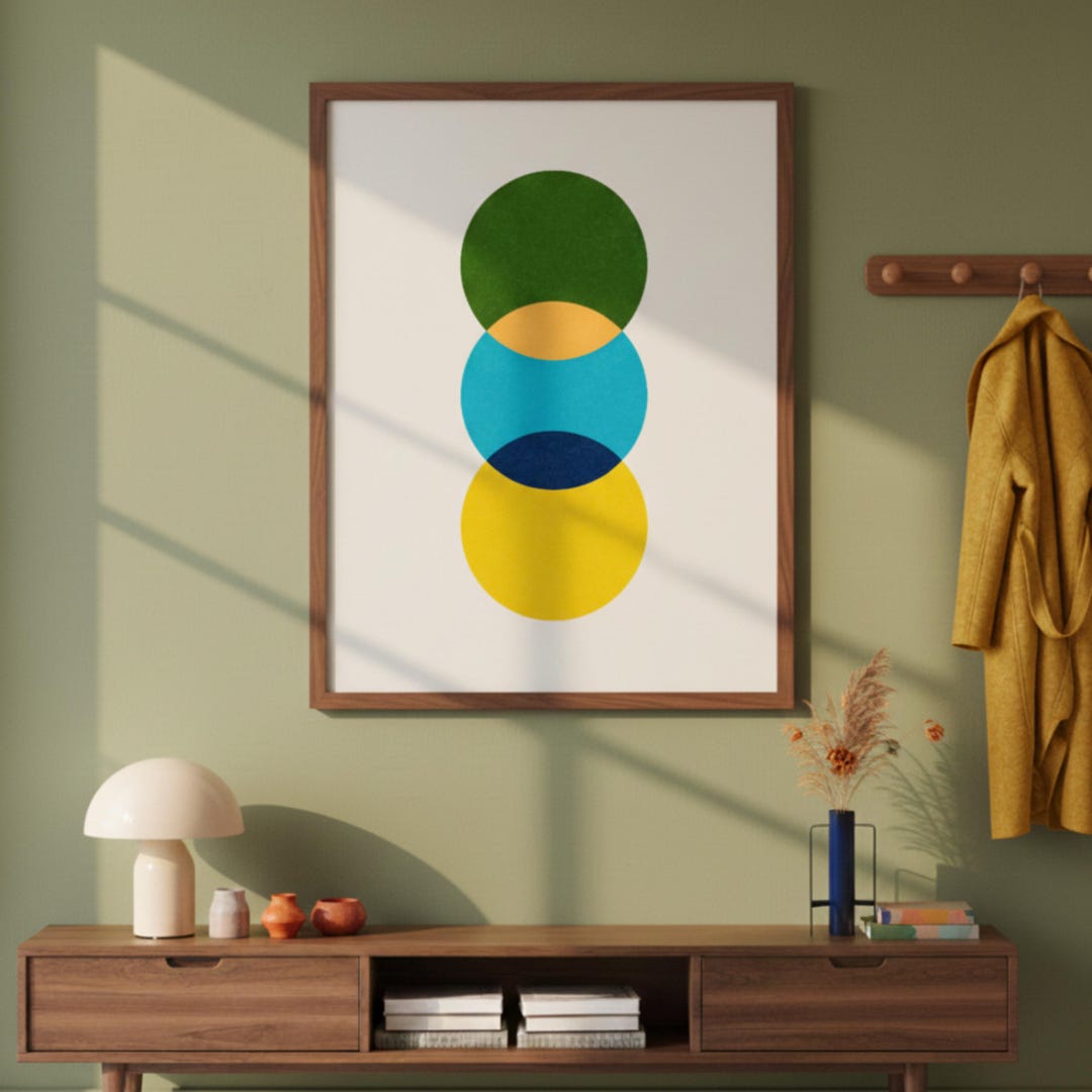 Visual Reference: Mid Century Modern Wall Art Bauhaus Geometric Print Minimalist