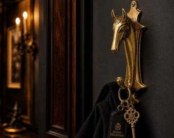 Solid Brass Horse Head Wall Hook | Equestrian Coat Hanger | Luxury Entryway Decor