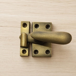Solid Brass Window Latch | Antique Brass Casement Fastener | Vintage Window Lock | Rustic Farmhouse Hardware | Includes 6 Matching Screws
