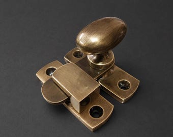 Solid Brass Cabinet Latch Lock Vintage Cupboard Catch Antique Brass Door Latch Cabinet Hardware Rustic Furniture Lock Closet Drawer Latch.