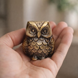 Chouette en laiton | Symbole de sagesse, décoration de bureau, chouette Vastu