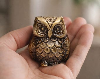 Brass Owl Figurine | Wisdom Symbol, Desk Decor, Vastu Owl