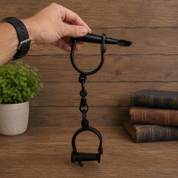 Medieval Iron Shackle Replica | Handcrafted Historical Decor Collectible (Solid Iron) | hand cuffs