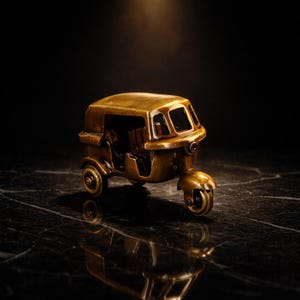 Handcrafted Brass Auto Rickshaw Miniature | Vintage Tuk Tuk Indian Showpiece, Desk Decor image 6
