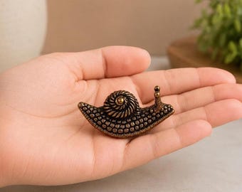 Solid Brass Snail Figurine | Handcrafted Desk Decor, Vintage Animal Sculpture, Boho Shelf Accent