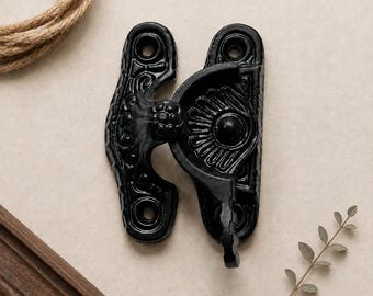 Solid Brass Window Sash Lock, Victorian Window Latch, Black Antique Style Sash Fastener, Ornate Vintage Restoration Hardware
