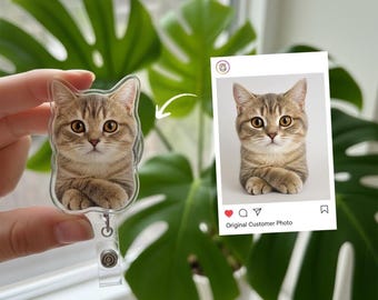 Porta badge personalizzato per cani con foto, divertente porta badge in acrilico per animali domestici, regalo per infermieri
