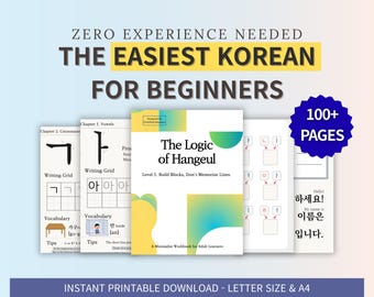Korean Hangeul Workbook for Beginners | Printable Korean Worksheets PDF | Self-Study Language Kit