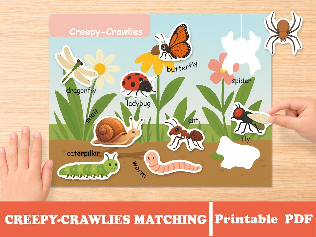 Creepy Crawlies Matching Game for Toddlers | Busy Book Printable | Fine ...