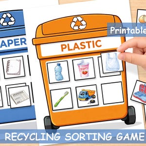 Recycling Sorting Game | Earth Day Activity for Kids | Trash Sorting Printable | Preschool Learning PDF
