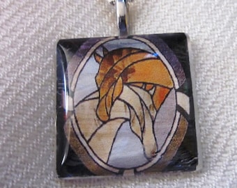 Horses Glass Silver Pendant