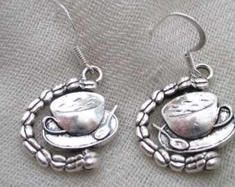 Swivel Coffee/Tea Silver Earrings