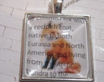 Red Fox with Definition Glass Silver Pendant
