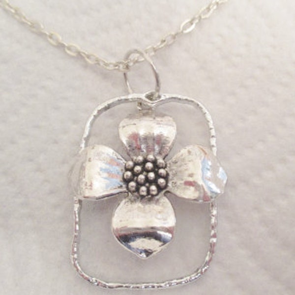 Dogwood Flower Silver Pendant