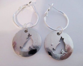 Howling Wolf Silver Earrings