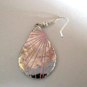 Paper Earrings - Quilt with Silver - paper jewelry image 2