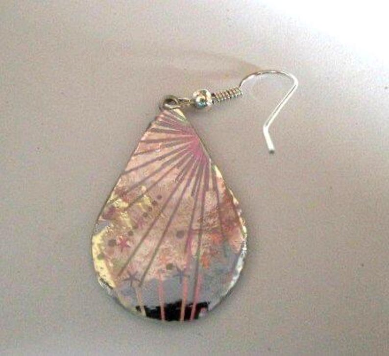 Paper Earrings - Quilt with Silver - paper jewelry image 2