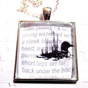 Loon with Definition Glass Silver Pendant