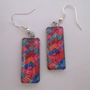 Fat Quarters Glass Rectangle Earrings