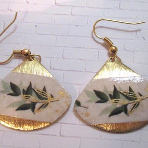 Leaf Washi Tape Brass Earrings