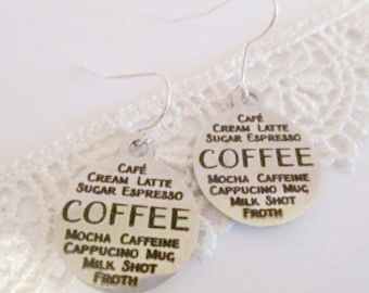 Coffees Choices Silver Earrings