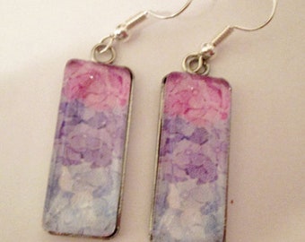 Hydrangea Glass Rectangle Earrings