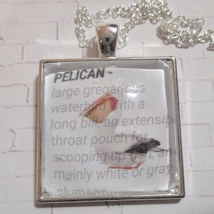 Pelican with Definition Glass Silver Pendant
