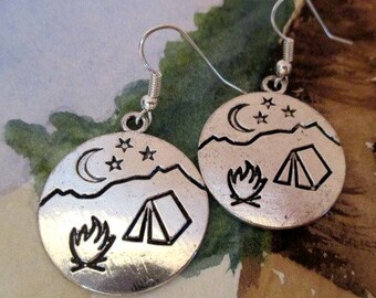 Camping Silver Earrings