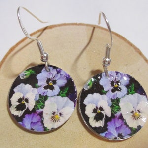 Colorful Pansies Aluminum Earrings