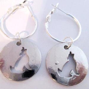 Howling Wolf Silver Earrings